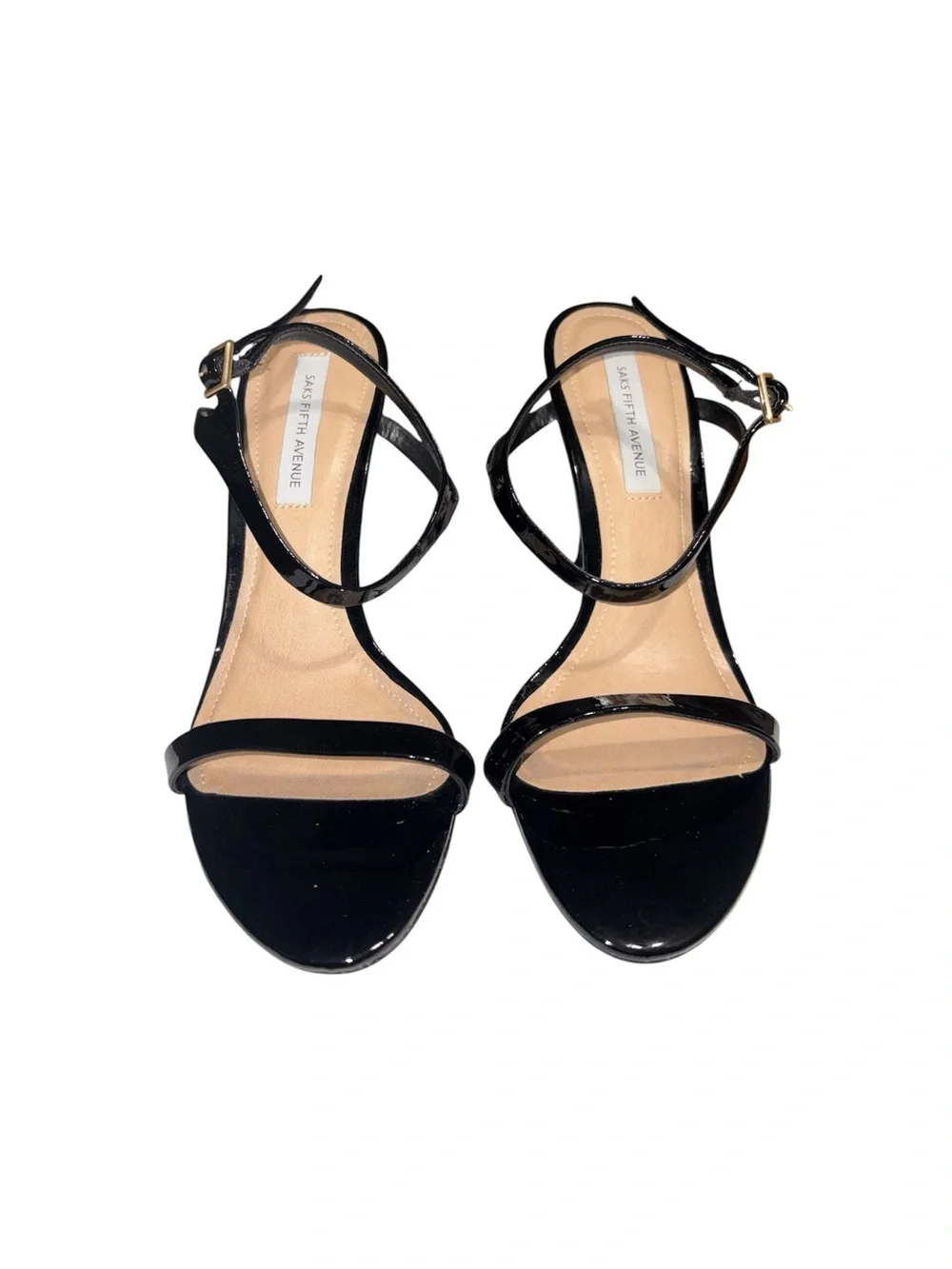 Saks Fifth Avenue Black Patent Stiletto Heels Sleek Coquette Women’s Size 7M